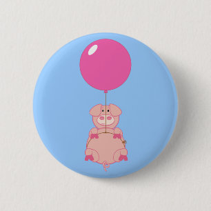 Niedliches Fliegen-Schwein und Ballon Button