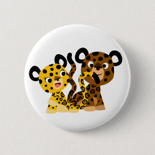 Niedliches Flirtatisches Cartoon Jaguars Button Ab