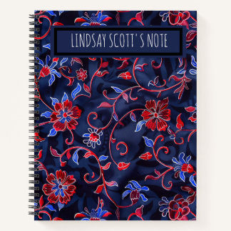 Niedliches floral benutzerdefiniertes Mit Monogram Notizbuch