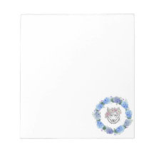 Niedliches floral Blue Hydrangea Wolf Design Notep
