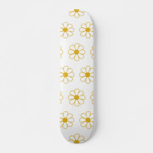 Niedliches floral Daisy Muster Mustard Gold und Wh Skateboard