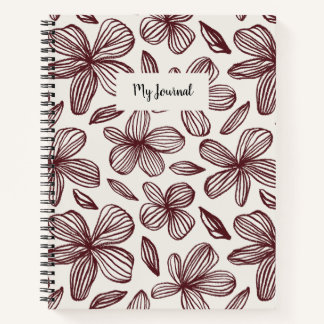 Niedliches florales Burgundy Monogramm Notizbuch