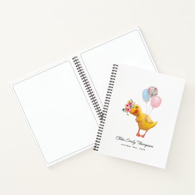 Niedliches florales Duckling Geburtstag Keepake Hi Notizbuch (Innenseite)