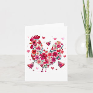 Niedliches florales Hühnchen Lover Hearts Valentin Karte