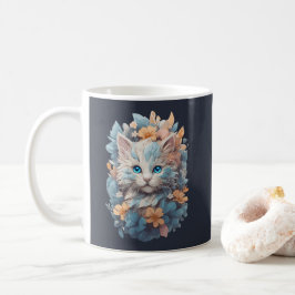 Niedliches, florales Katzenplash Kaffeetasse