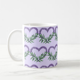 Niedliches florales Lavendelherz Kaffeetasse