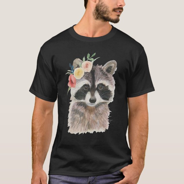 Niedliches florales Raccoon Tier Niedlich für Kind T-Shirt (Vorderseite)