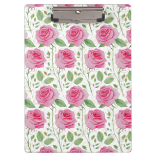 Niedliches, florales/Rose wiederholendes Muster Klemmbrett