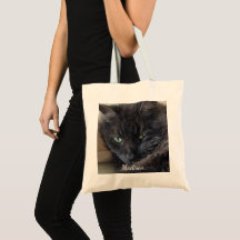 Niedliches Fluffy Black Cat Foto Personalisiert