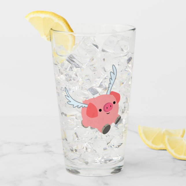 Niedliches Flügelfleisch Cartoon Pig Glas (Vorderseite Ice)