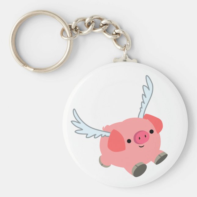 Niedliches Flügelfleisch Cartoon Pig Schlüsselanhänger (Vorne)