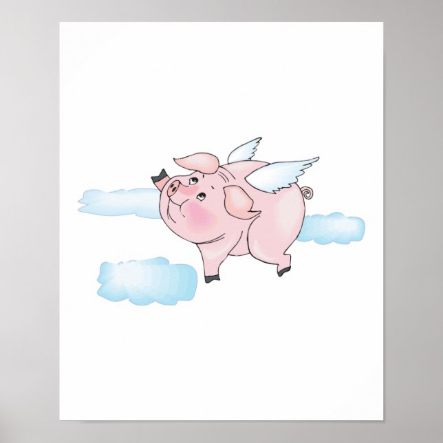 niedliches Flugschwein Poster (Vorne)