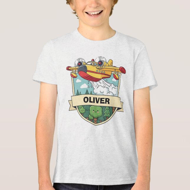 Niedliches Flugzeug-Abzeichen Tri-Blend Shirt (Vorderseite)