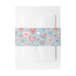 Niedliches Folk Floral Heart Dusty Blue Pink Babyd Einladungsbanderole
