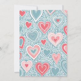 Niedliches Folk Floral Heart Dusty Blue Pink Babyd Feiertagskarte