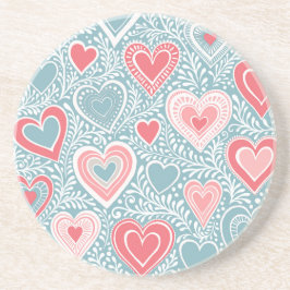 Niedliches Folkloreherz Dusty Blue Blush Pink Girl Getränkeuntersetzer