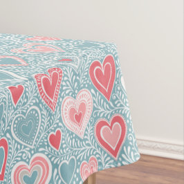 Niedliches Folkloreherz Dusty Blue Blush Pink Girl Tischdecke