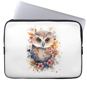 Niedliches Forest Baby Owl mit Blume für Kinderzim Laptopschutzhülle