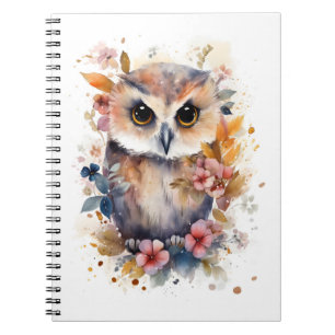 Niedliches Forest Baby Owl mit Blume für Kinderzim Notizblock