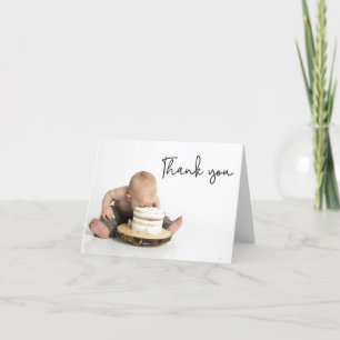 Niedliches Foto Baby Boy 1. Geburtstag Vielen Dank Dankeskarte