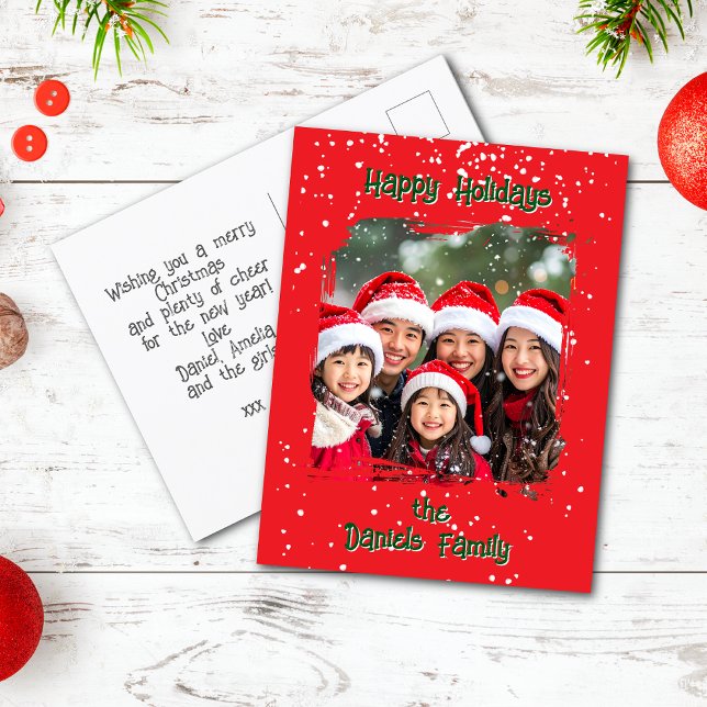 Niedliches Foto der Weihnachtsschneefamilie Postkarte (Von Creator hochgeladen)