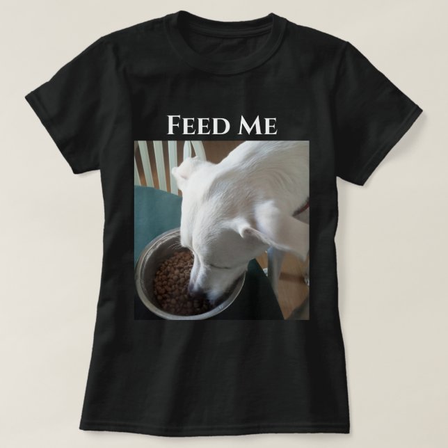 Niedliches Foto des hungrigen Hundes, der nicht ab T-Shirt (Design vorne)