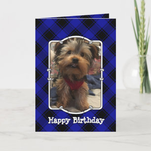 Niedliches Foto Frame Pen Blau & Schwarz Kariert Karte