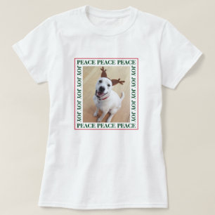 Niedliches Foto für den weißen Rentier Dog Peace J T-Shirt
