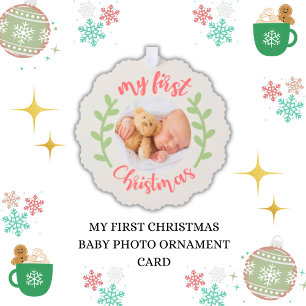 Niedliches Foto für mein erstes Weihnachts-Baby Ornament Karte