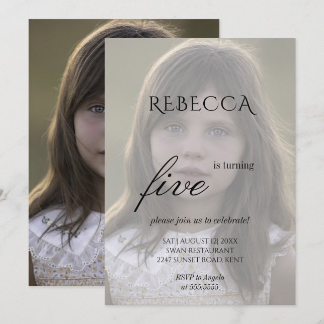 Niedliches Foto Geburtstagsfeier Einladung (Vorne/Hinten)