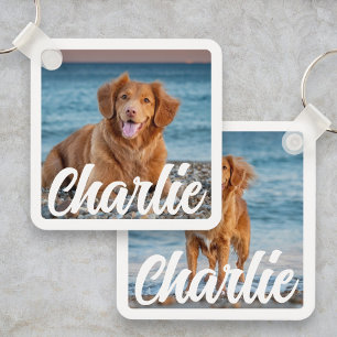 Niedliches Foto Hund über Personalisierten Haustie Schlüsselanhänger