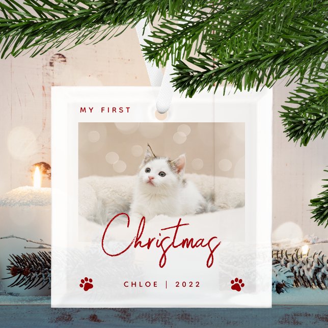 Niedliches Foto Kitten 1. Weihnachtsbaum Drucke Ro Ornament Aus Glas (Von Creator hochgeladen)