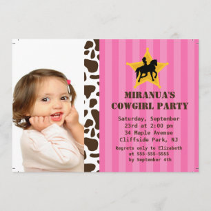 Niedliches Foto-kleines Cowgirl-Geburtstags-Party Einladung