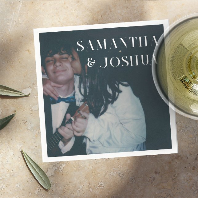 Niedliches Foto & Monogram Wedding Napkins Serviette (Von Creator hochgeladen)