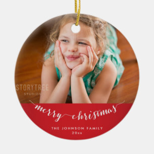 Niedliches Foto Personalisierter Weihnachtsbaum Keramikornament