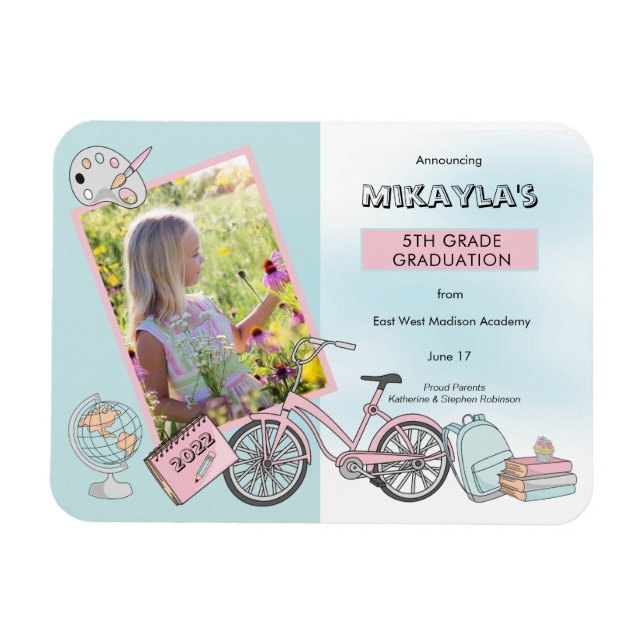 Niedliches Foto Pink Blue Abschluss Magnet (Horizontal)