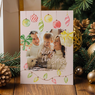 Niedliches Foto Rosa Weihnachtsfeiertag Feiertagskarte