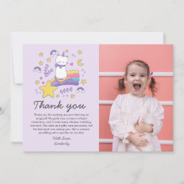 Niedliches Foto Unicorn Cat Kindergeburtstag Party Dankeskarte