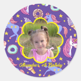 Niedliches Foto Unicorns, Donuts & Ice Creme Runder Aufkleber