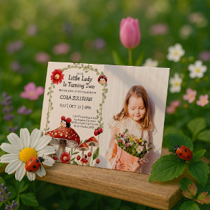 Niedliches Foto Unser kleines Ladybug Mädchen Gebu Einladung