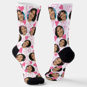 Niedliches Foto von Girlfriend zu Boyfriend Pink H Socken