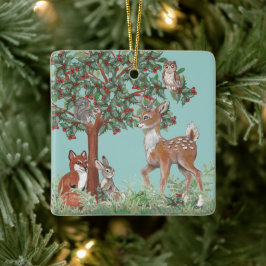 Niedliches Foto, Woodland Baby Animals Urlaub Keramikornament