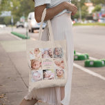 Niedliches Foto zum ersten Muttertag Tragetasche<br><div class="desc">Niedlichen personalisierte Mütter tagsüber mit 8 Fotos der Familie,  dem niedlichen Sprichwort "Happy 1st maty's day mommy with Liebe",  einem rosa Herz und dem Namen des Kindes.</div>