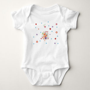Niedliches Fox Baby Art Tier mit Blumenbezug Strampler