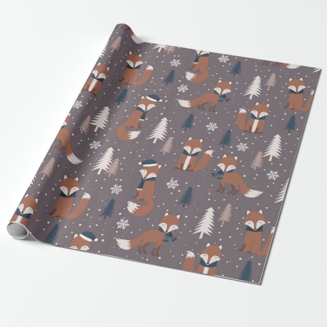 Niedliches Fox-Muster Geschenkpapier (Ungerollt)