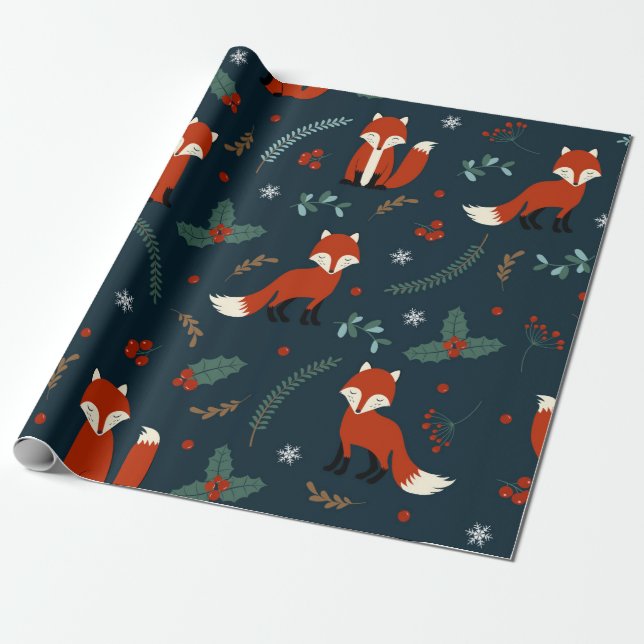 Niedliches Fox-Muster Geschenkpapier (Ungerollt)