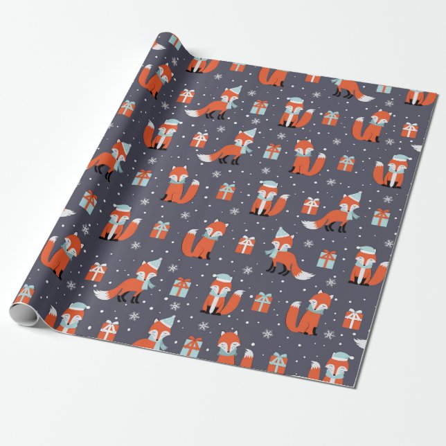 Niedliches Fox-Muster Geschenkpapier (Ungerollt)