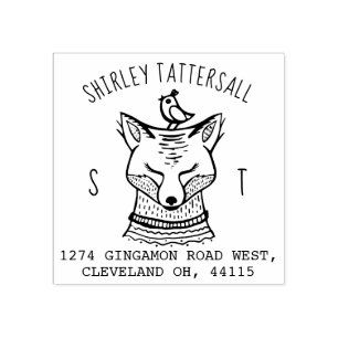 Niedliches Fox-Tiermonogramm u. Gummistempel
