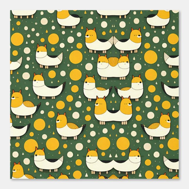 Niedliches Fox- und Circle-Muster auf Grün Tapete (Vorderseite)