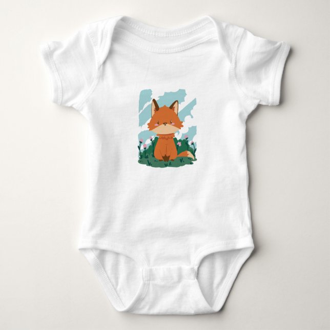 Niedliches Foxentier in Garten Baby Strampler (Vorderseite)